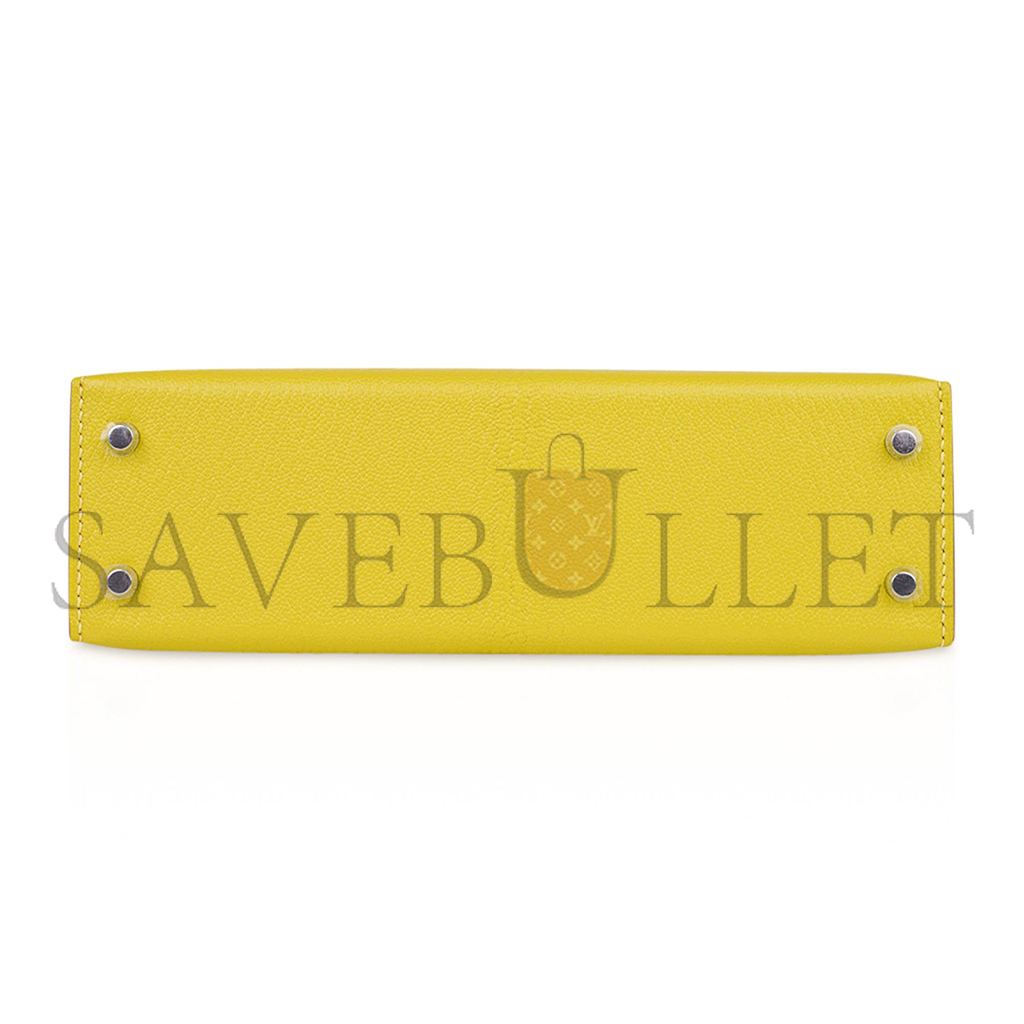H**mes master mini kelly ii lime chevre leather palladium hardware (19*12*5.5cm)